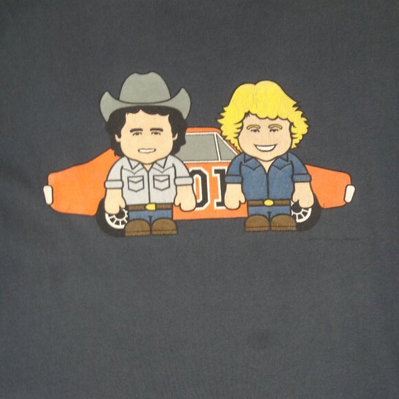 VINTAGE TOONSTAR DUKES OF HAZZARD BO LUKE BY CAR BLUE MEDIUM (SHORT) SHIRT L226 - Picture 2 of 5